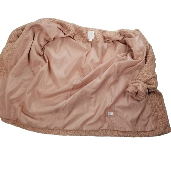 LC Lauren Conrad Sherpa Teddy Snap Jacket Women M Blush Pink Fully Lined Pockets - Picture 5 of 16